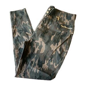 Thrills Embellished Camo Stretch Ankle Pants Zippers & Bling Women's 2XL